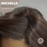 JBEXTENSION 10 Inches Reddish Brown Pre-Cut Side Part Snowflake Lace Frontlace Glueless Wig MICHELLE REDDISH BROWN【BENDY EAR TABS】
