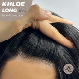 HOT OF SEASON - 18 Inches Black Pre-Cut Snowflake Lace Frontlace Glueless Wig KHLOE LONG BLACK【PERMATEASE】【BENDY EAR TABS】