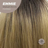 JBEXTENSION Peluca rizada de 26 pulgadas para mujer, peluca rubia Shatush, peluca frontal precortada, EMMIE SHATUSH BLONDE