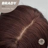 JBEXTENSION 12 Inches Scalpiana Wave Red 3.5X4 Hard Silky Top Natural Scalp Effect Wig with Bang BRADY RED