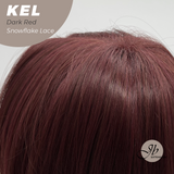 JBEXTENSION 22 Inches Dark Red Pre-Cut Snowflake Lace Frontlace Glueless Wig KEL DARK RED【PERMATEASE】【BENDY EAR TABS】- M/L