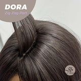 JBEXTENSION 12 Inches Bob Cut Soft Black Short Hair With Bangs Zig Zag Part Wig DORA BROWN