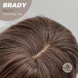 JBEXTENSION 12 Inches Scalpiana Wave Apricot 3.5X4 Hard Silky Top Natural Scalp Effect Wig with Bang BRADY APRICOT
