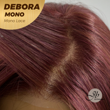 JBEXTENSION DEBORA MONO Monofilament Handmade Wig 6X5 Full Monofilament Hand Tied Top Wig 20 Inches Dark Red Mono Lace Wig With Anti-slip Silicone Strips Glueless Wig DEBORA MONO【BENDY EAR TABS】