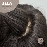JBEXTENSION 20 Inches Scalpiana Tea Black Darkest Brown Wolf Cut 3.5X4 Hard Silky Top Natural Scalp Effect Wig With Bangs LILA TEA BLACK