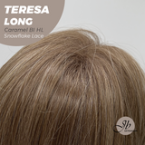 JBEXTENSION 22 Inches Long Caramel Blonde Highlight Pre-Cut Snowflake Lace Frontlace Glueless Wig TERESA LONG CARAMEL BLONDE HIGHLIGHT【PERMATEASE】【BENDY EAR TABS】