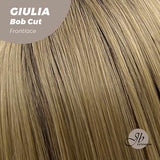 JBEXTENSION 14 Inches Bob Cut Balayage Blonde With Dark Root Frontlace Glueless Wig GIULIA BOB (FREE PARTING)