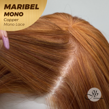 JBEXTENSION MARIBEL MONO COPPER Monofilament Handmade Wig 6X5 Full Monofilament Hand Tied Top Wig 16 Inches Copper Wave Mono Lace Wig With Anti-slip Silicone Strips Glueless Wig MARIBEL MONO COPPER【BENDY EAR TABS】