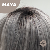 JBEXTENSION 22 Inches Grey Silver with Dark Root Women Fashion Full Machine Wig MAYA【PLUS PERMATEASE】【BENDY EAR TABS】