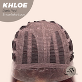 JBEXTENSION 12 Inches Bob Cut Dark Red Pre-Cut Snowflake Lace Frontlace Glueless Wig KHLOE DARK RED【PERMATEASE】【BENDY EAR TABS】- M/L