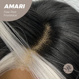 Get this look with our 18 Inches Black With White Highlight Pre-Cut Free Part Frontlae Glueless Wig AMARI