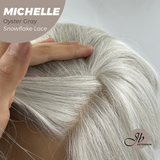 JBEXTENSION 10 Inches Oyster Gray Pre-Cut Side Part Snowflake Lace Frontlace Glueless Wig MICHELLE OYSTER GRAY【BENDY EAR TABS】