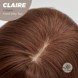 JBEXTENSION 22 Inches Scalpiana Copper 3.5X4 Hard Silky Top Natural Scalp Effect Women Wig With Bangs CLAIRE SILKY TOP COPPER