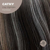JBEXTENSION 12 Inches Bob Cut Nature Black With Grey Highlight Side Part Frontlace Glueless Wig CATHY GREY HIGHLIGHT