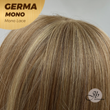 JBEXTENSION GERMA MONO Full Monofilament Handmade Full Lace Full Hand Tied Wig 20 Inches Honey Blonde Mono Lace Handmade Futura Fiber Wig Glueless Wig GERMA MONO【BENDY EAR TABS】