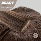 JBEXTENSION 12 Inches Scalpiana Wave Apricot 3.5X4 Hard Silky Top Natural Scalp Effect Wig with Bang BRADY APRICOT