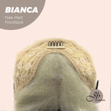 JBEXTENSION 16 Inches Platinum Blonde Wave Free Part Pre-Cut Frontlace Glueless Wig BIANCA