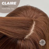 JBEXTENSION 22 Inches Scalpiana Copper 3.5X4 Hard Silky Top Natural Scalp Effect Women Wig With Bangs CLAIRE SILKY TOP COPPER