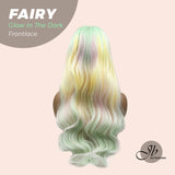 JBextension GLOW IN THE DARK 26 Inches Curly Rainbow Color Frontlace Glueless Wig FAIRY