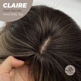 JBEXTENSION 22 Inches Scalpiana Dark Blonde 3.5X4 Hard Silky Top Natural Scalp Effect Women Wig With Bangs CLAIRE SILKY TOP DARK BLONDE