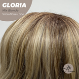 JBEXTENSION 14 Inches Curly Mix Blonde Wig with Bangs Pre-Cut T Part Snowflake Lace Frontlace Glueless Wig GLORIA MIX BLONDE