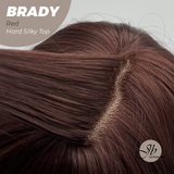JBEXTENSION 12 Inches Scalpiana Wave Red 3.5X4 Hard Silky Top Natural Scalp Effect Wig with Bang BRADY RED