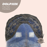 JBEXTENSION 12 Inches Bob Cut Blue With White Highlight Free Part Pre-Cut Frontlace Glueless Wig DOLPHIN