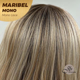 JBEXTENSION MARIBEL MONO Monofilament Handmade Wig 6X5 Full Monofilament Hand Tied Top Wig 16 Inches Blonde With Dark Root Wave Mono Lace Wig With Anti-slip Silicone Strips Glueless Wig Maribel Mono【BENDY EAR TABS】