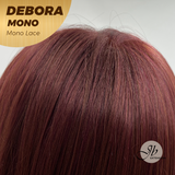 JBEXTENSION DEBORA MONO Monofilament Handmade Wig 6X5 Full Monofilament Hand Tied Top Wig 20 Inches Dark Red Mono Lace Wig With Anti-slip Silicone Strips Glueless Wig DEBORA MONO【BENDY EAR TABS】