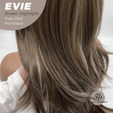 JBEXTENSION 22 Inches Brown with Blonde Highlight Pre-Cut Free Part Frontlace Glueless Wig EVIE BROWN HIGHLIGHT