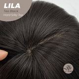 JBEXTENSION 20 Inches Scalpiana Tea Black Darkest Brown Wolf Cut 3.5X4 Hard Silky Top Natural Scalp Effect Wig With Bangs LILA TEA BLACK