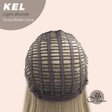 JBEXTENSION 22 Inches Light Blonde Pre-Cut Snowflake Lace Frontlace Glueless Wig KEL LIGHT BLONDE【PERMATEASE】【BENDY EAR TABS】- M/L