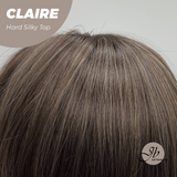 JBEXTENSION 22 Inches Scalpiana Brown With Highlight 3.5X4 Hard Silky Top Natural Scalp Effect Women Wig With Bangs CLAIRE SILKY TOP