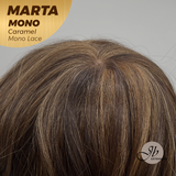 JBEXTENSION MARTA MONO CARAMEL Monofilament Handmade Wig 6X5 Full Monofilament Hand Tied Top Wig 10 Inches Caramel Mono Lace Handmade Futura Fiber Wig With Anti-slip Silicone Strips Glueless Wig MARTA MONO CARAMEL【BENDY EAR TABS】