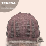 JBEXTENSION 18 Inches Grey Pre-Cut Snowflake Lace Frontlace Glueless Wig TERESA GREY【PERMATEASE】【BENDY EAR TABS】