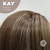 JBEXTENSION 24 Inches Brown With Highlight Curly Pre-Cut Free Part Frontlace Glueless Wig KAY FREE PART
