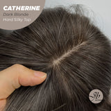 JBEXTENSION 25 Inches Scalpiana Dark Blonde 3.5X4 Hard Silky Top Natural Scalp Effect Wig With Bangs CATHERINE DARK BLONDE