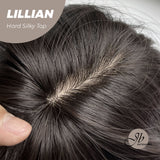 JBEXTENSION 26 Inches Scalpiana Tea Black Darkest Brown Curly 3.5X4 Hard Silky Top Natural Scalp Effect Wig LILLIAN