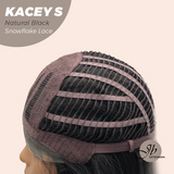 JBEXTENSION 20 Inches Natural Black Pre-Cut Snowflake Lace Frontlace Glueless Wig KACEY S NATURAL BLACK【PERMATEASE】【BENDY EAR TABS】- M/L