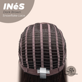 JBEXTENSION 22 Inches Dark Brown Pre-Cut Snowflake Lace Frontlace Glueless Wig INéS DARK BROWN【PERMATEASE】【BENDY EAR TABS】- M/L