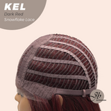 JBEXTENSION 22 Inches Dark Red Pre-Cut Snowflake Lace Frontlace Glueless Wig KEL DARK RED【PERMATEASE】【BENDY EAR TABS】