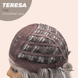 JBEXTENSION 18 Inches Grey Pre-Cut Snowflake Lace Frontlace Glueless Wig TERESA GREY【PERMATEASE】【BENDY EAR TABS】