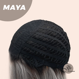JBEXTENSION 22 Inches Grey Silver with Dark Root Women Fashion Full Machine Wig MAYA【PLUS PERMATEASE】【BENDY EAR TABS】