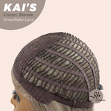 JBEXTENSION 18 Inches Cream Blonde Pre-Cut Snowflake Lace Frontlace Glueless Wig KAI'S CREAM BLONDE【PERMATEASE】【BENDY EAR TABS】