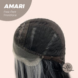 Get this look with our 18 Inches Black With White Highlight Pre-Cut Free Part Frontlae Glueless Wig AMARI
