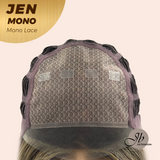 HOT OF SEASON -JBEXTENSION JEN MONO Monofilament Handmade Wig 6X5 Full Monofilament Hand Tied Top Wig 18 Inches Hazelnut Blonde Highlight Mono Lace Wig With Anti-slip Silicone Strips Glueless Wig JEN MONO【BENDY EAR TABS】