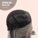 JBEXTENSION Peluca Bob Cut Mix Silver Frontlace de 14 pulgadas GIULIA BOB SILVER (PARTE LIBRE)