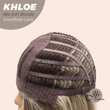 JBEXTENSION 12 Inches Bob Cut Mix Ash Blonde Pre-Cut Snowflake Lace Frontlace Glueless Wig KHLOE MIX ASH BLONDE【PERMATEASE】【BENDY EAR TABS】