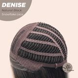 JBEXTENSION 24 Inches Natural Black Wave Pre-Cut Snowflake Lace Frontlace Glueless Wig DENISE NATURAL BLACK【PERMATEASE】【BENDY EAR TABS】