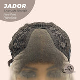 JBEXTENSION 10 Inches Shatush Dark Blonde Curly Lace Front Wig.Pre Plucked 13*4 HD Transparent Lace Frontal Handmade Futura Fiber Swiss Lace Synthetic Fiber Glueless Wig JADOR SHATUSH BLONDE